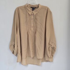 Antilia Femme Beige Button-Up Shirt